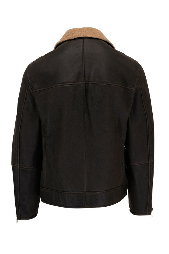 Brunello Cucinelli - Black Leather Shearling Moto Jacket