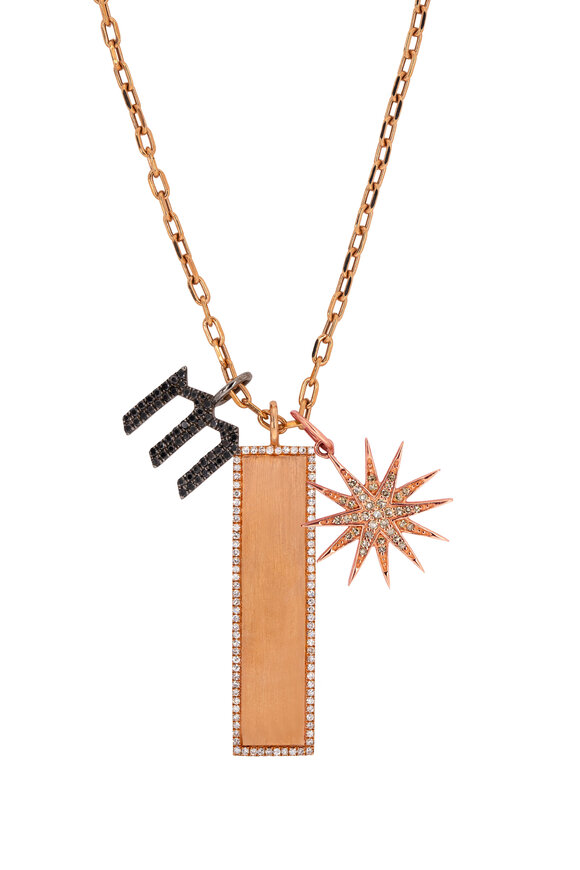 Bridget King 14k Rose Gold Starburst Diamond Charm Necklace - view 1