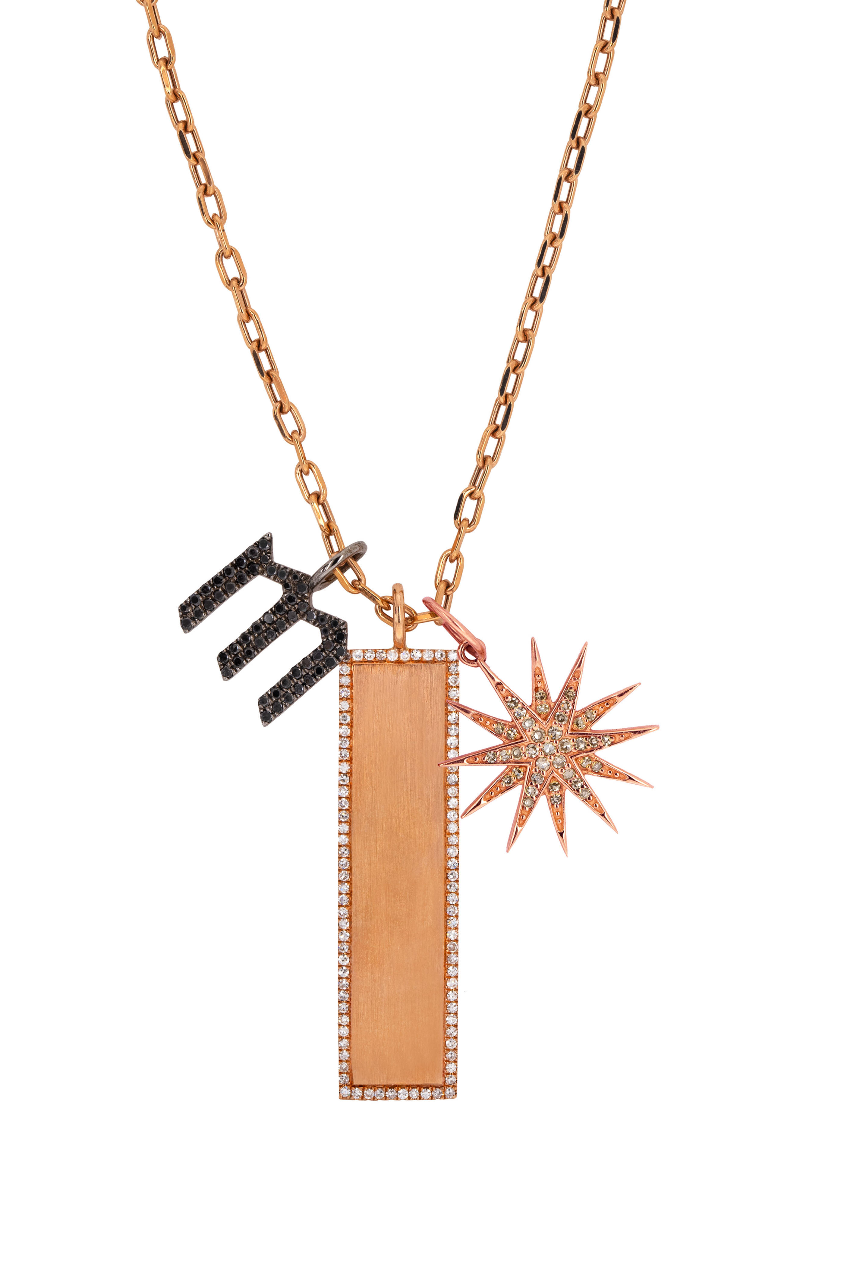 Bridget King - 14k Rose Gold Starburst Diamond Charm Necklace - view 1