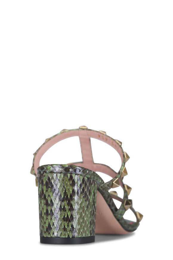 Valentino Garavani Green Rockstud Metallic Leather Sandal, 60mm - view 4