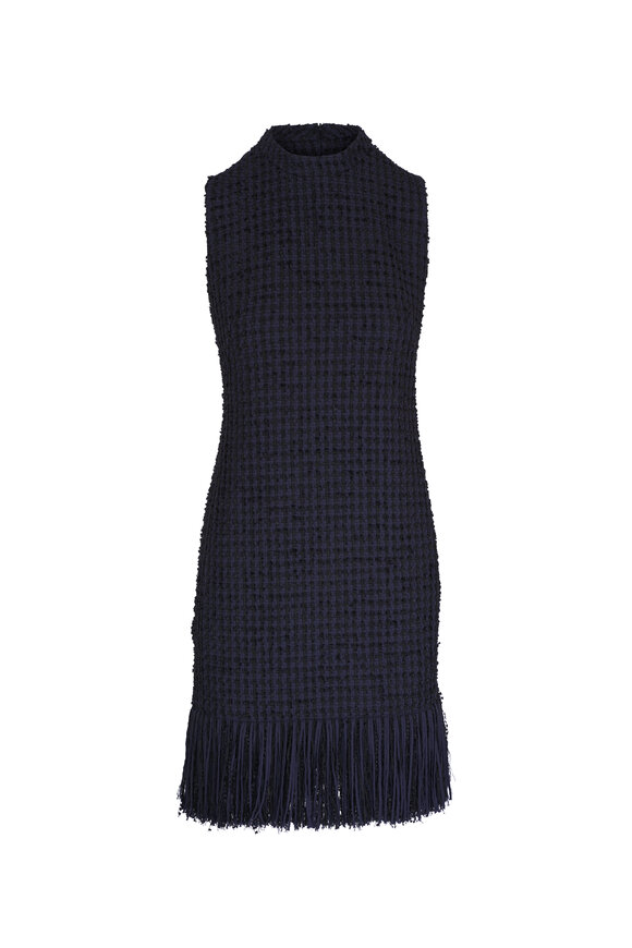 Akris Punto - Navy Blue Fringe Tweed Dress