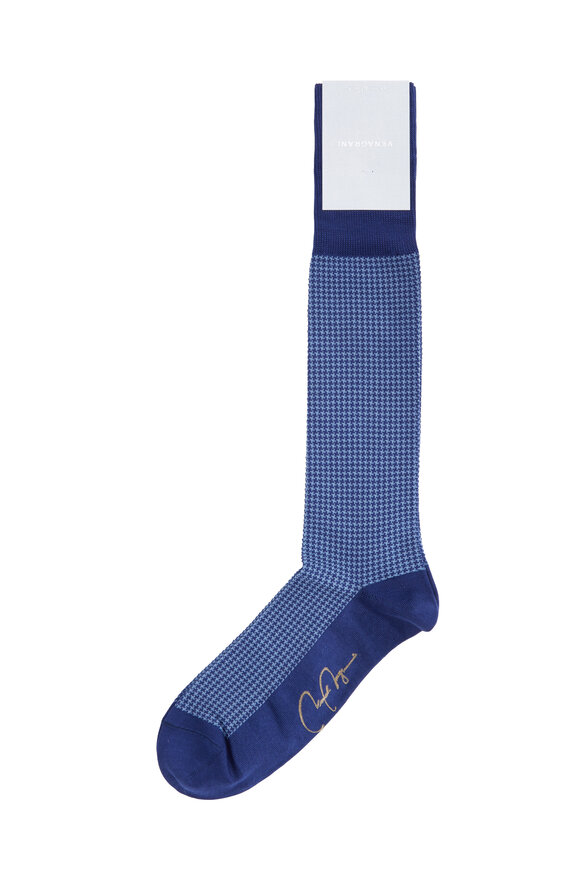 VKNagrani - Navy Blue Houndstooth Dress Socks 
