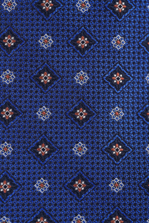 Canali Bali Blue Geometric Print Silk Necktie - view 2