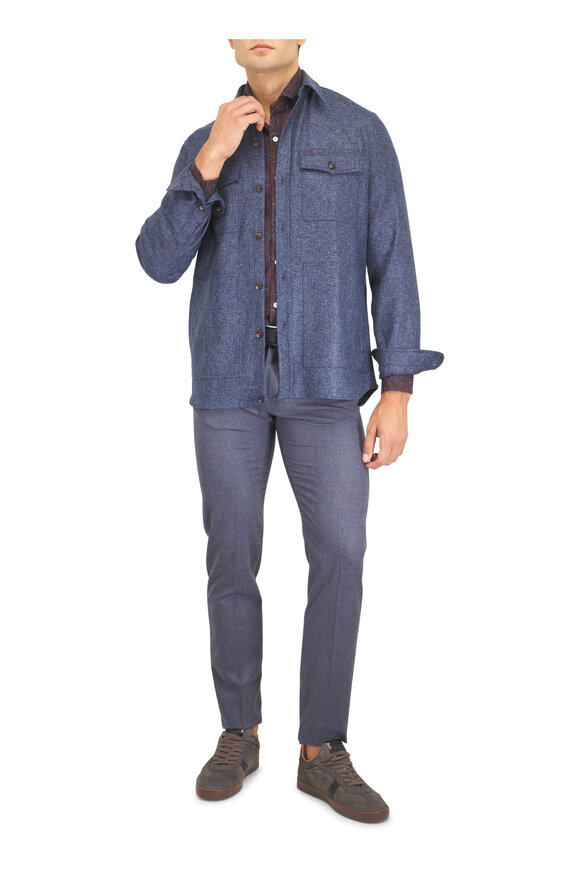 Isaia Blue Cashmere Overshirt - view 2