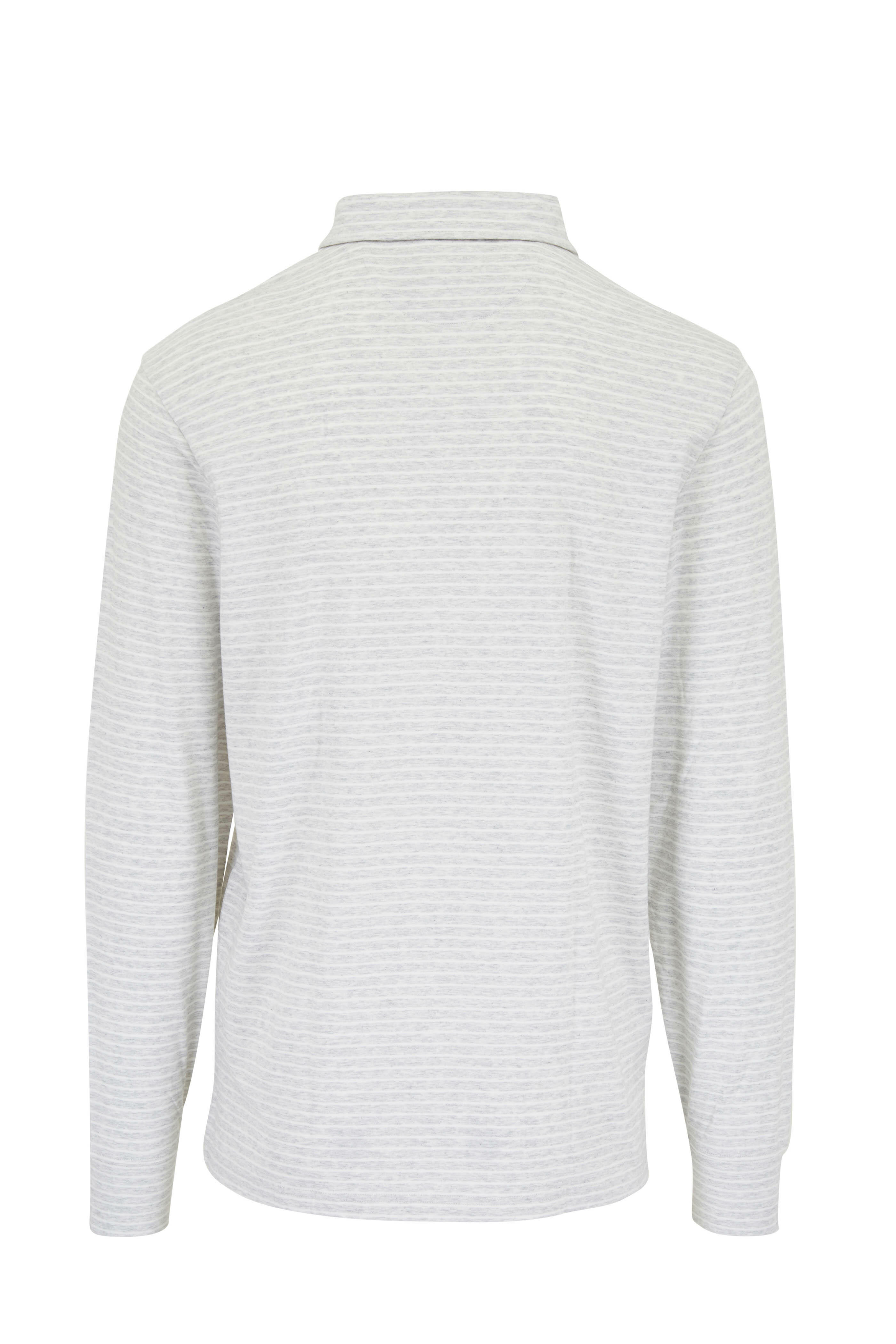 Faherty Brand - Movement™ Gray Point Dumes Stripe Long Sleeve Polo
