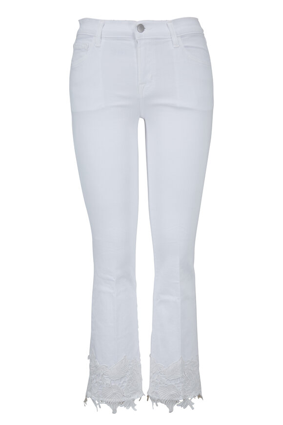 J Brand - Selena White Lace Mid-Rise Crop Boot Jean