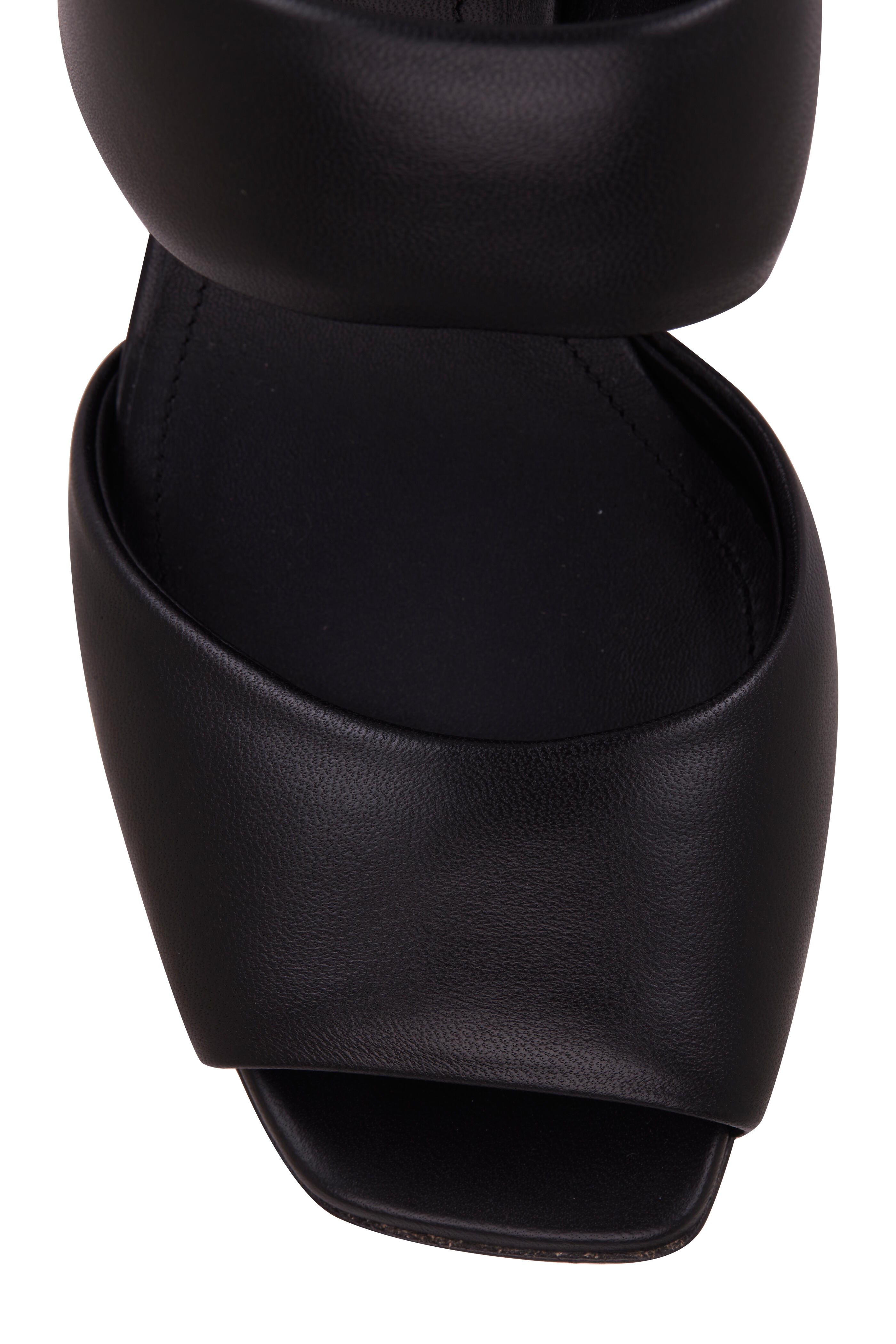 Santoni - Cactus Black Leather Two Band Sandal | Mitchell Stores