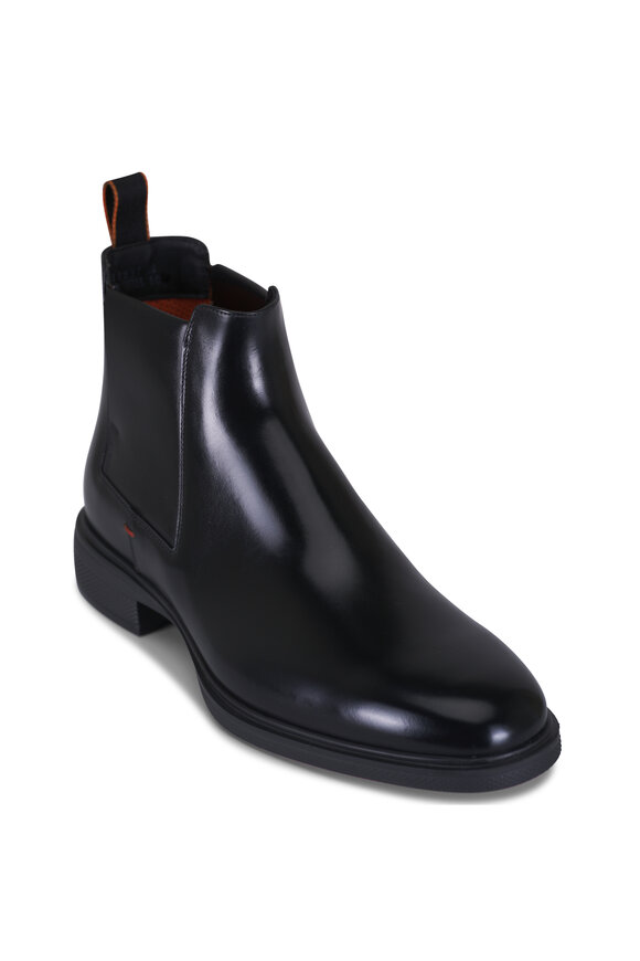 Santoni Easy Black Leather Boot