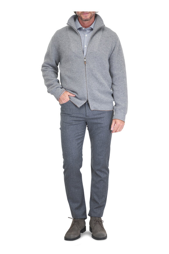 Canali Blue & Gray Plaid Cotton Sport Shirt - view 2