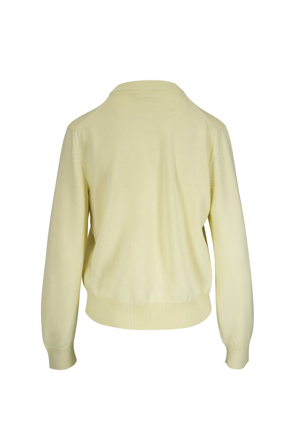 Jil Sander Lime Wash Velvet Embroidered Wool Cardigan - view 4