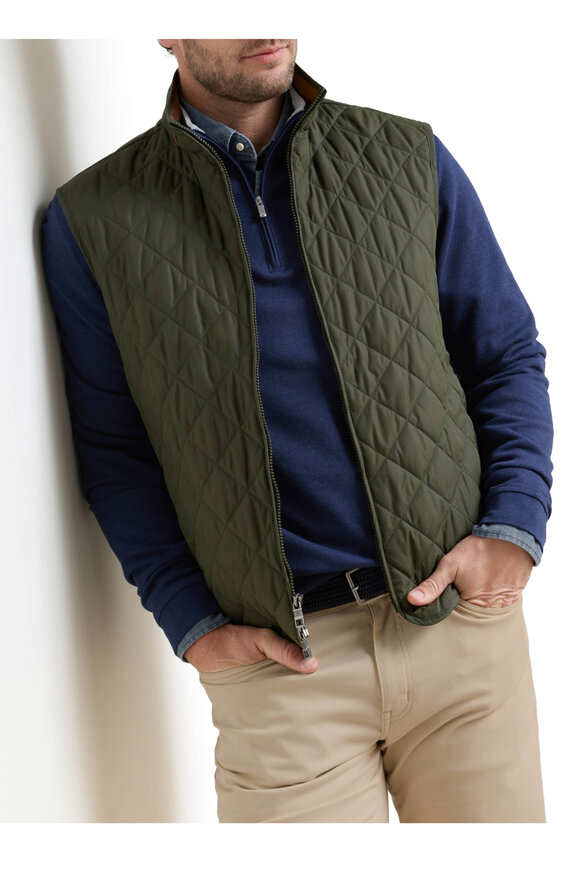 Peter Millar Essex Dark Olive Quilted Vest - view 2