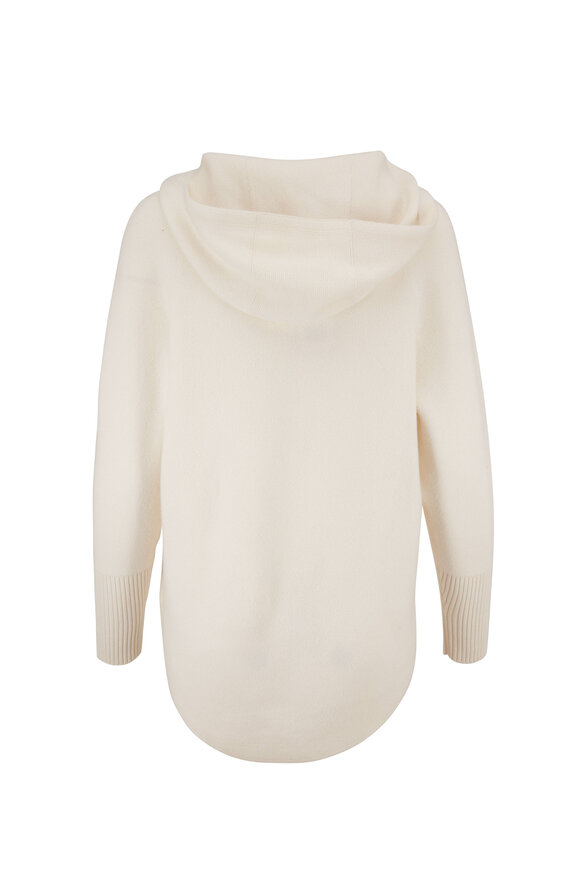 Akris - Ecru Cashmere Piqué Zip Front Hoodie | Mitchell Stores