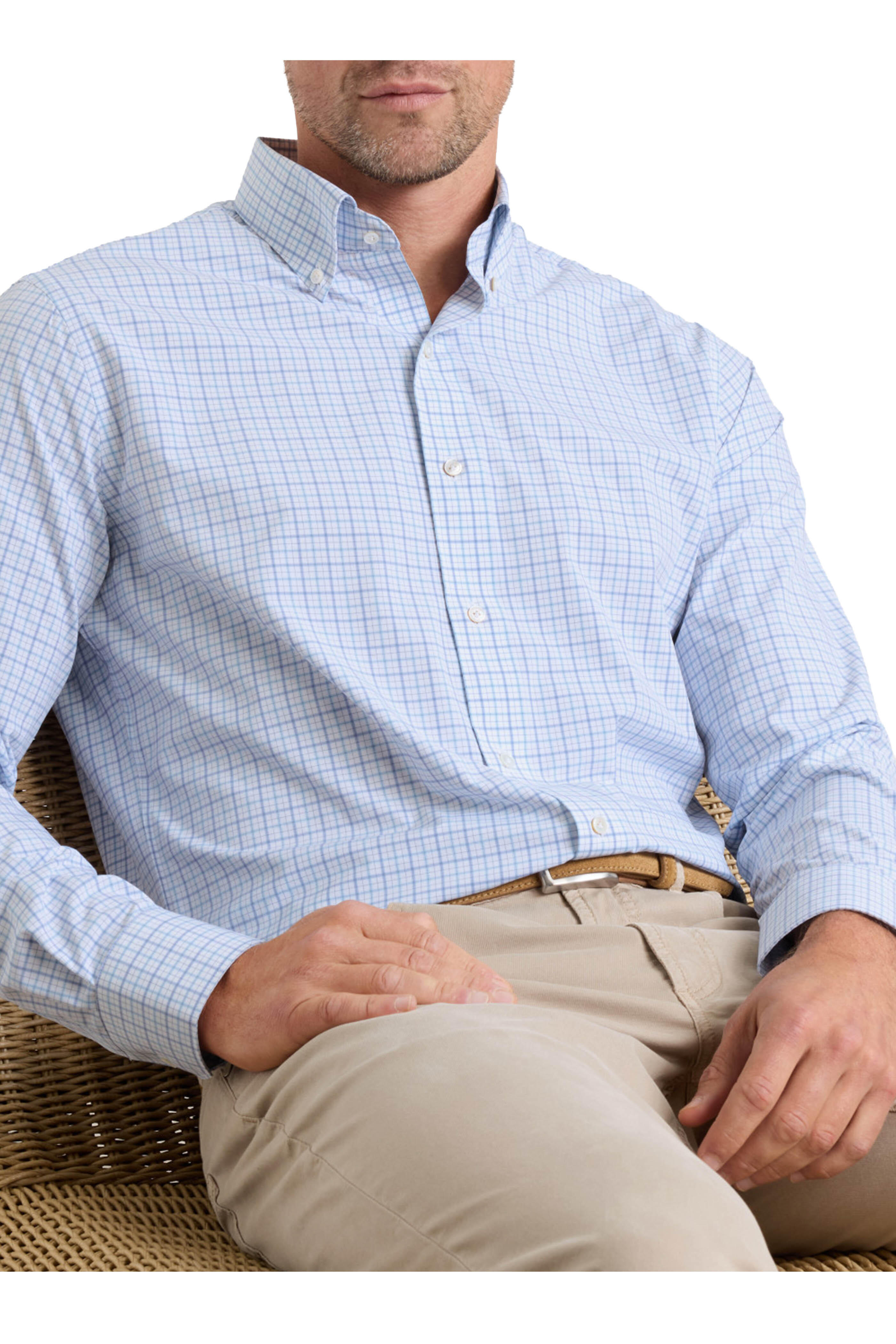 Peter Millar - Canal Blue Frost Performance Poplin Sport Shirt