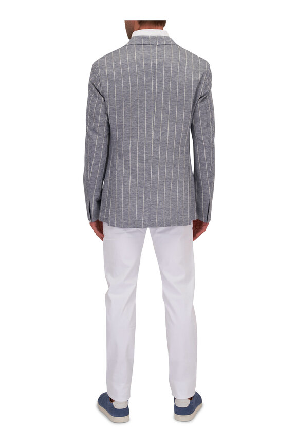 L.B.M. 1911 - Blue & White Striped Linen & Cotton Sportcoat  