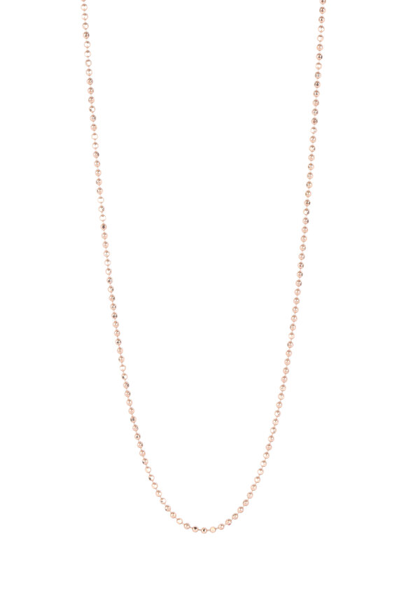 14k Rose Gold Diamond Cut Beaded Chain Necklace