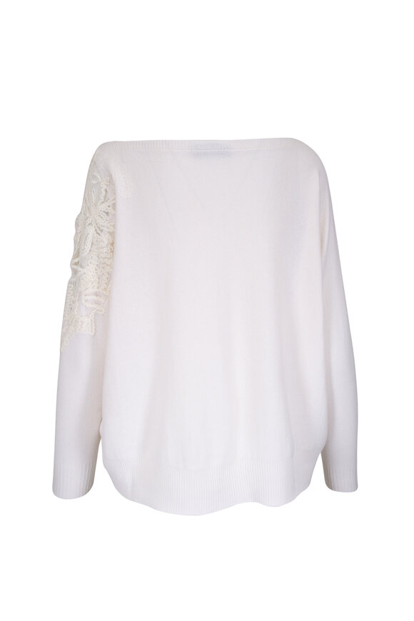 D.Exterior - Latte Floral Embroidered Boatneck Sweater