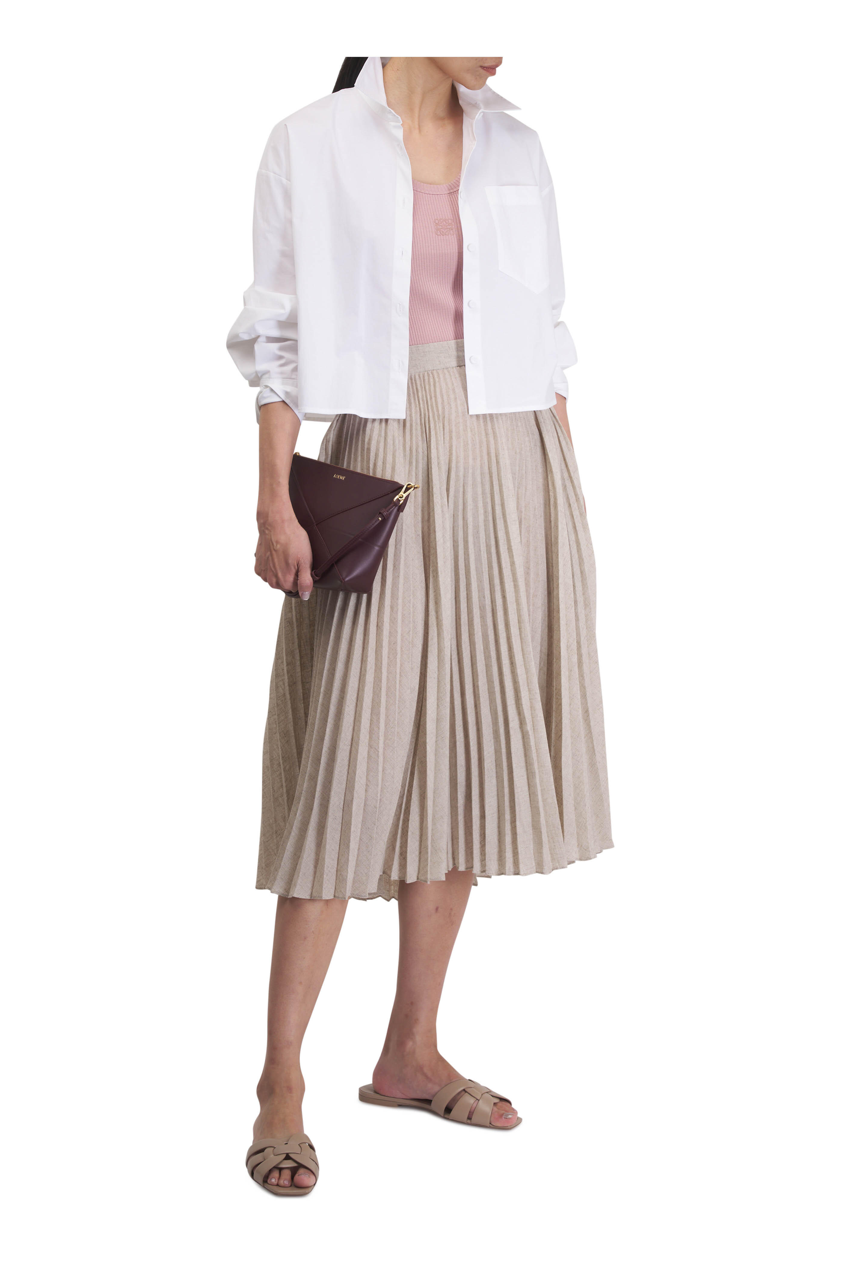 Michael Kors Collection - Hemp Pleated Midi Skirt