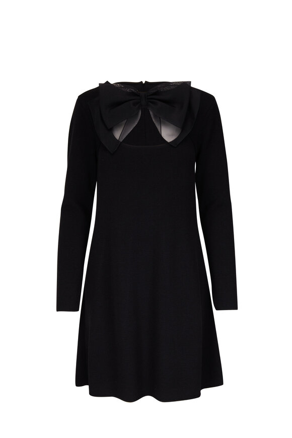 Carolina Herrera - Black Long Sleeve Bow Dress 