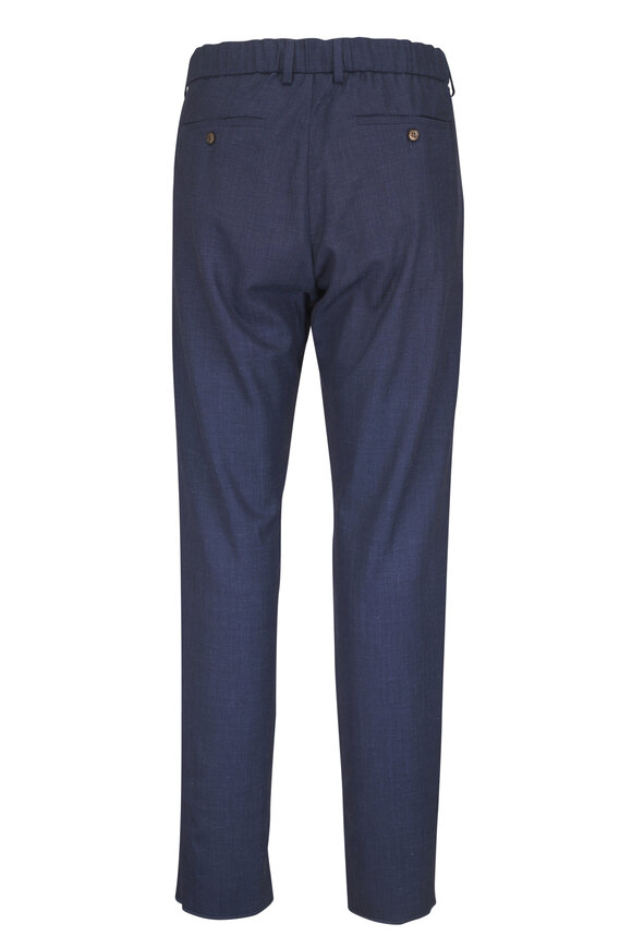 Paul & Shark Navy Virgin Wool-Silk Blend Jersey Pant - view 2