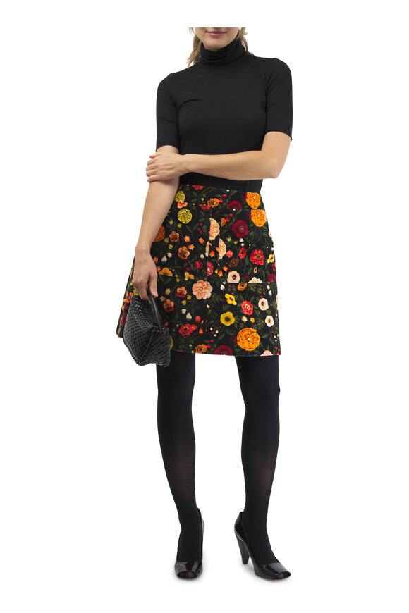 La Double J - Short Botticelli Black Cotton Velvet Skirt