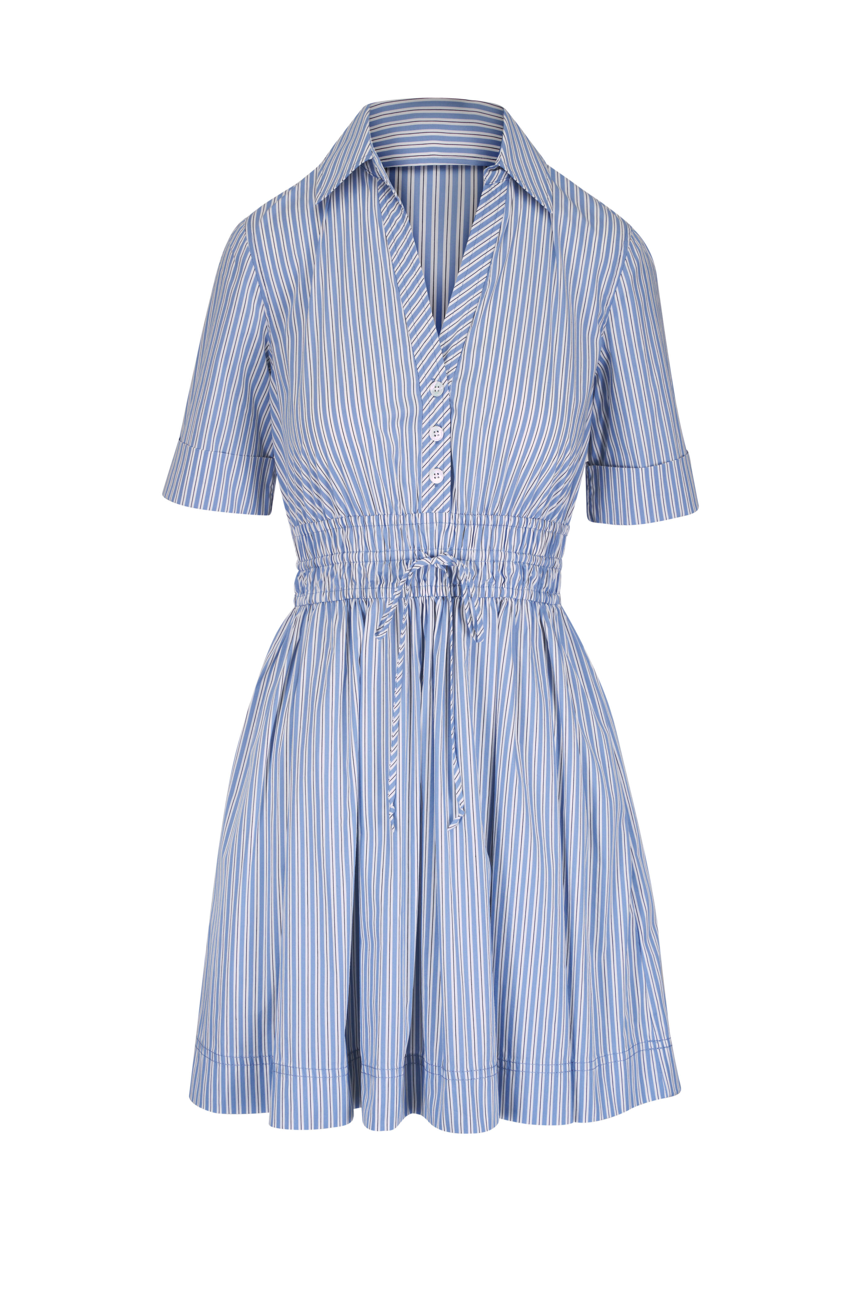 Veronica Beard - Susan Blue & White Striped Mini Dress