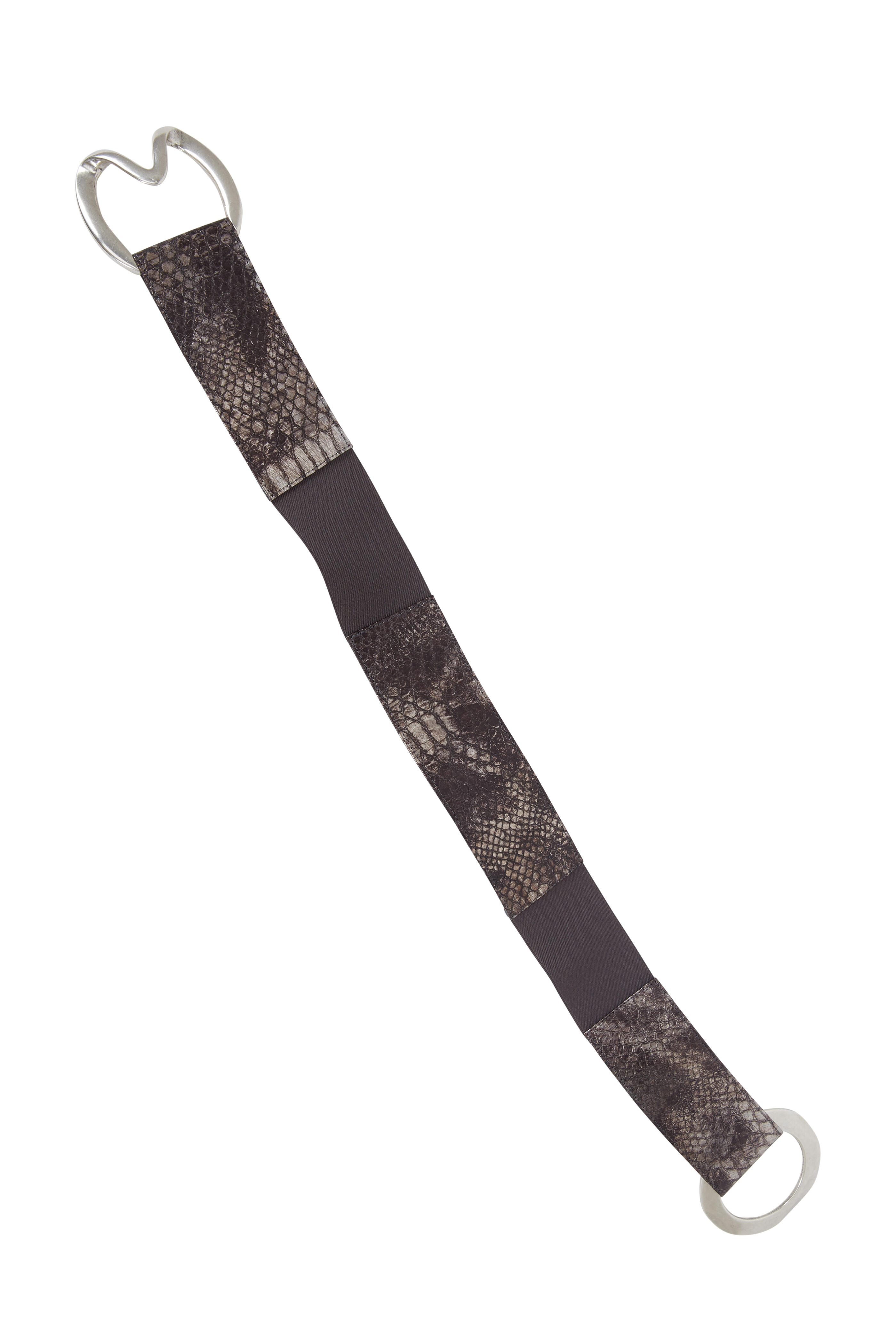 Suzi Roher - Silver Snakeskin Embossed Leather Belt