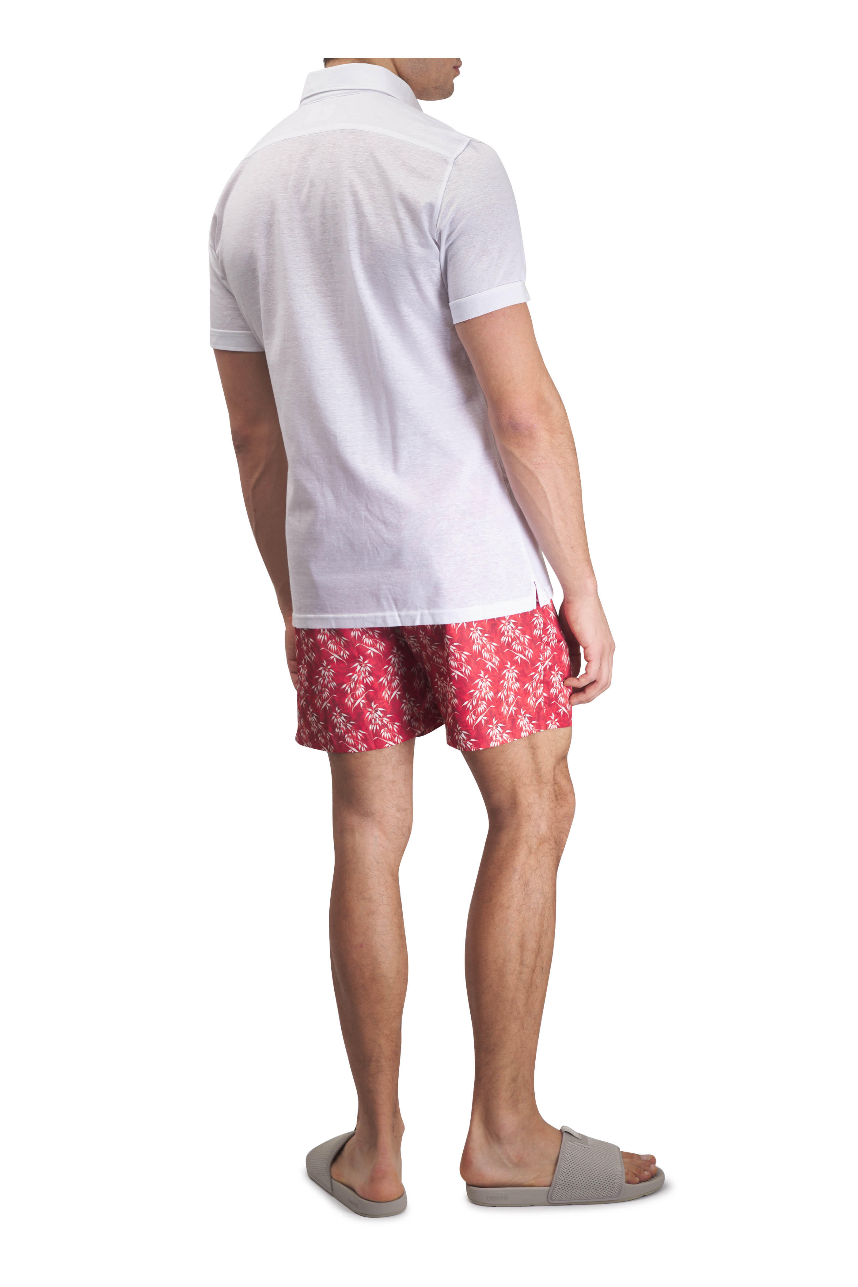 Orlebar Brown - Bulldog Red Bamboo Print Swim Trunks