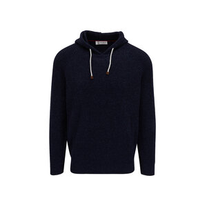 【関税&送料込】Brunello Cucinelli Nylon And Cotton Hooded D Brunello Cucinelli Drawstring Hooded Sweatshirt | Blue