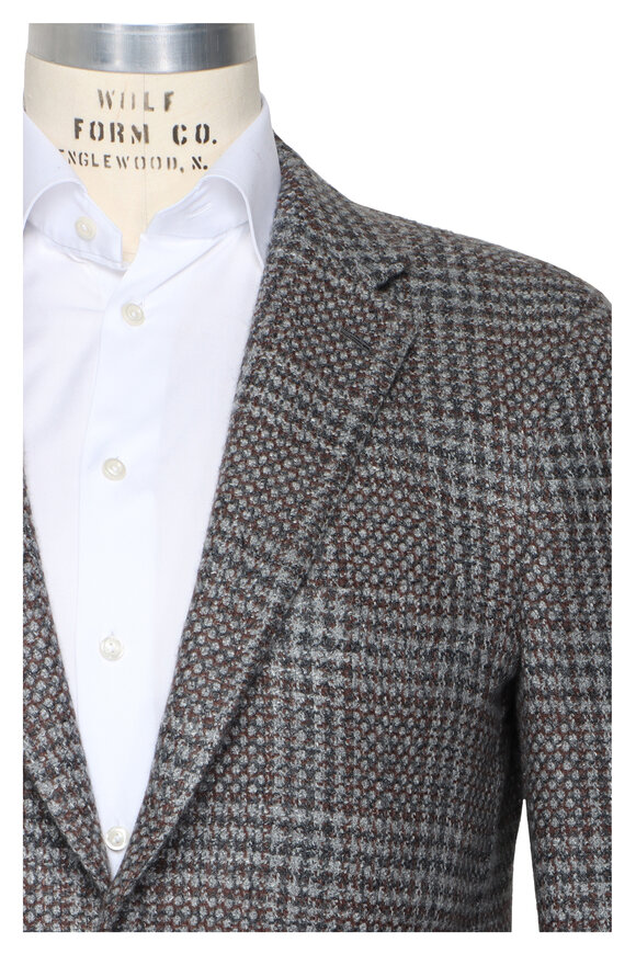Kiton Dark Gray & Rust Heavy Weave Sportcoat - view 1