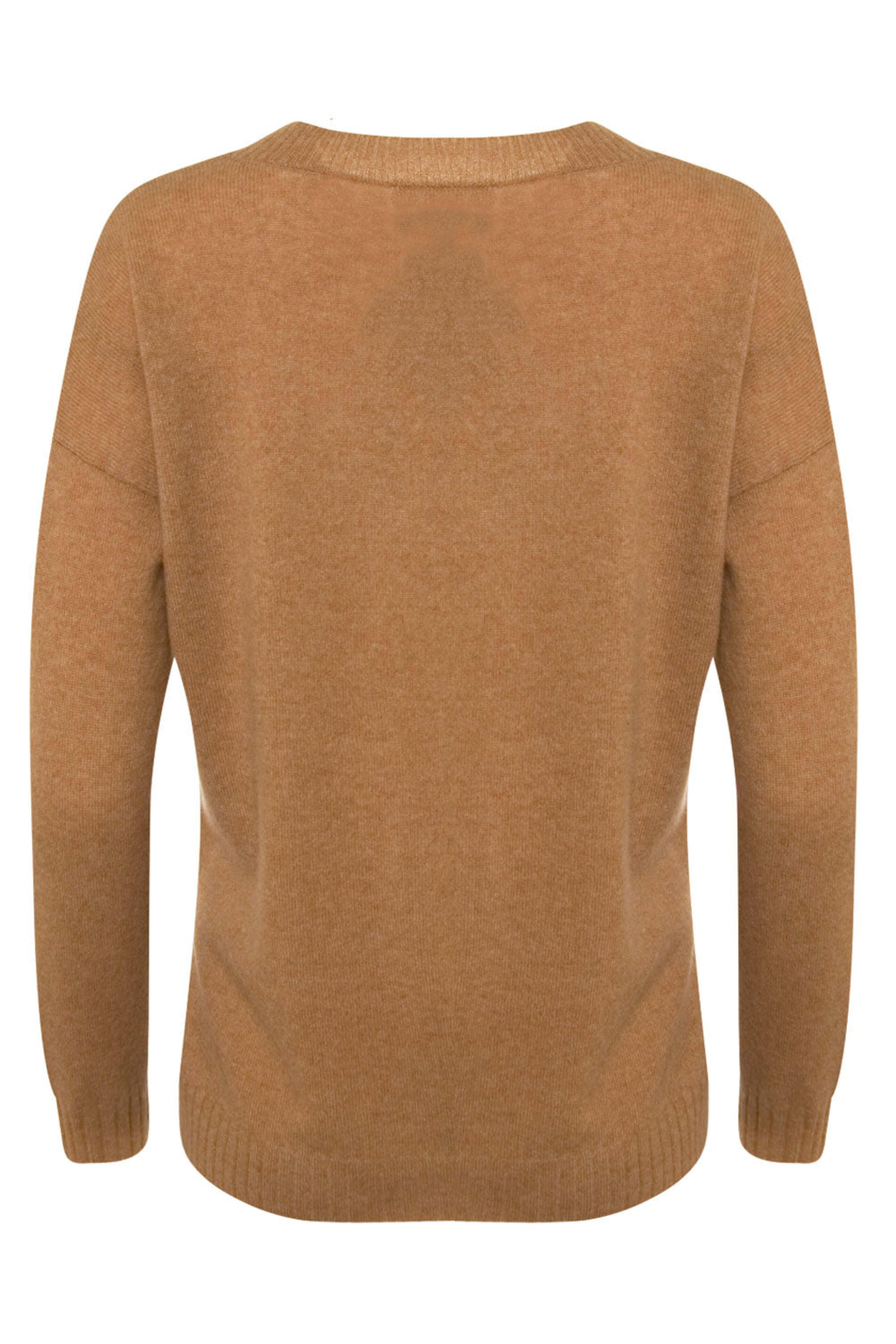 Minnie Rose - Camel V Neck Sweater