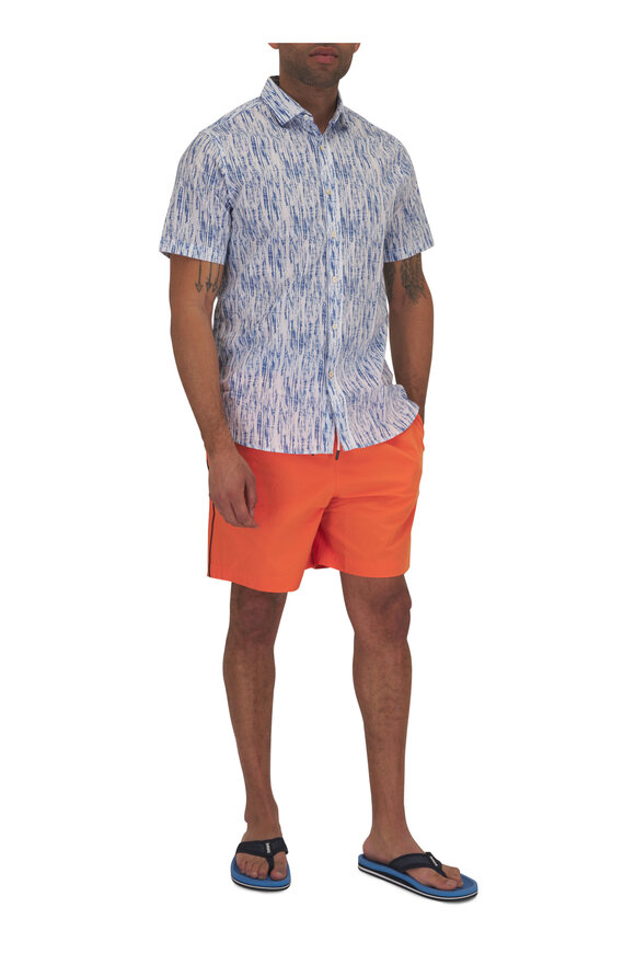 Swims - Milazzo Tidal Blue Print Short Sleeve Sport Shirt 