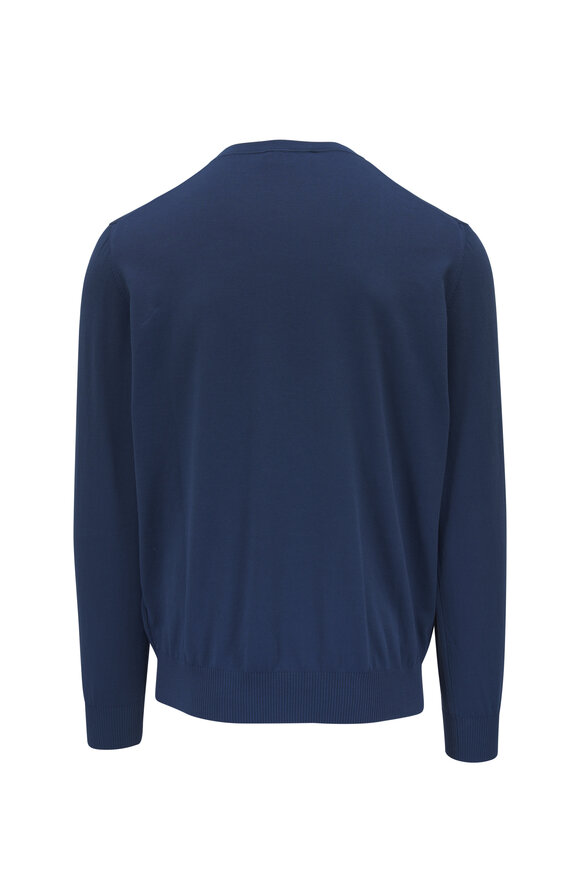 Canali - Blue Cotton Crewneck Shirt