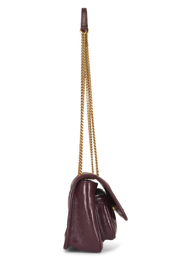 Saint Laurent Mini Niki Rouge Cabernet Vintage Leather Chain Bag - view 4