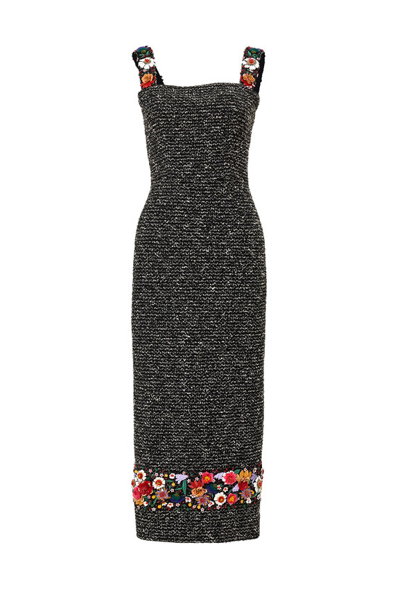 Carolina Herrera Black & White Sleeveless Square Neck Dress - view 1