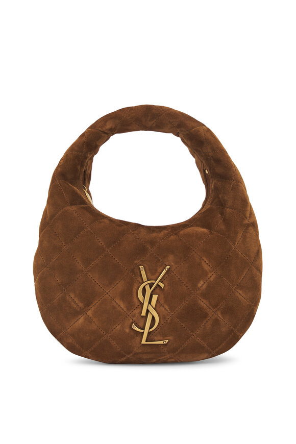 Saint Laurent Icarino Caramel Quilted Suede Hobo - view 1
