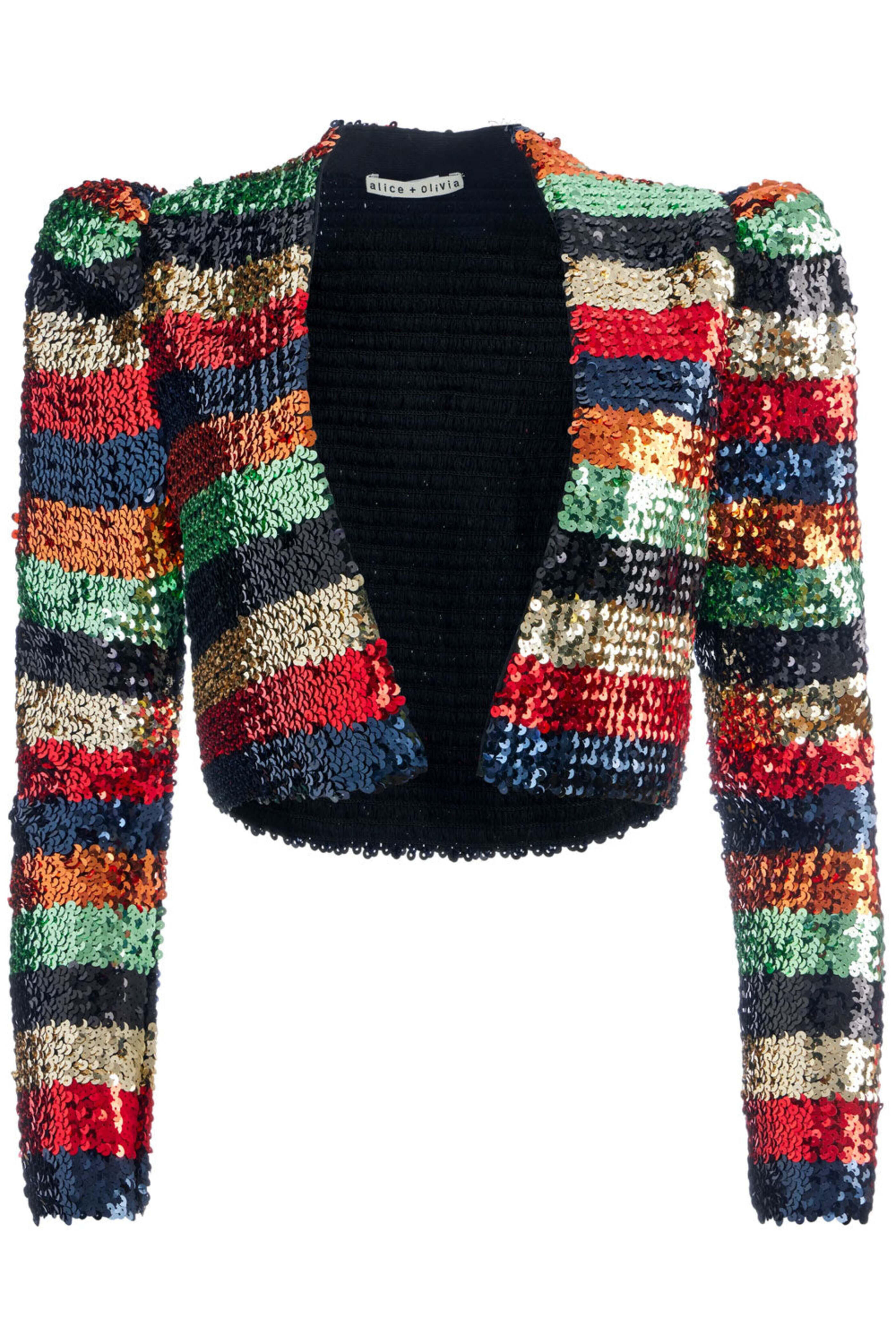 Alice & Olivia - Sequin Stripe Open Front Sherryl Cardigan