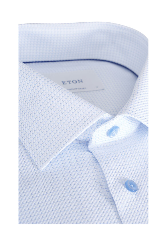 Eton Light Blue King Micro Check Cotton Dress Shirt - view 2