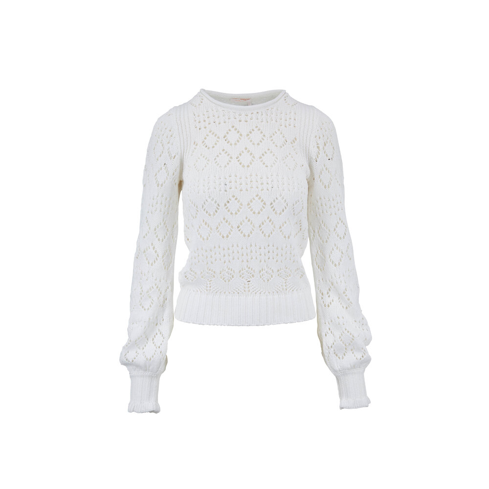 See by Chloé - White Powder Cotton Knit Sweater | Mitchell