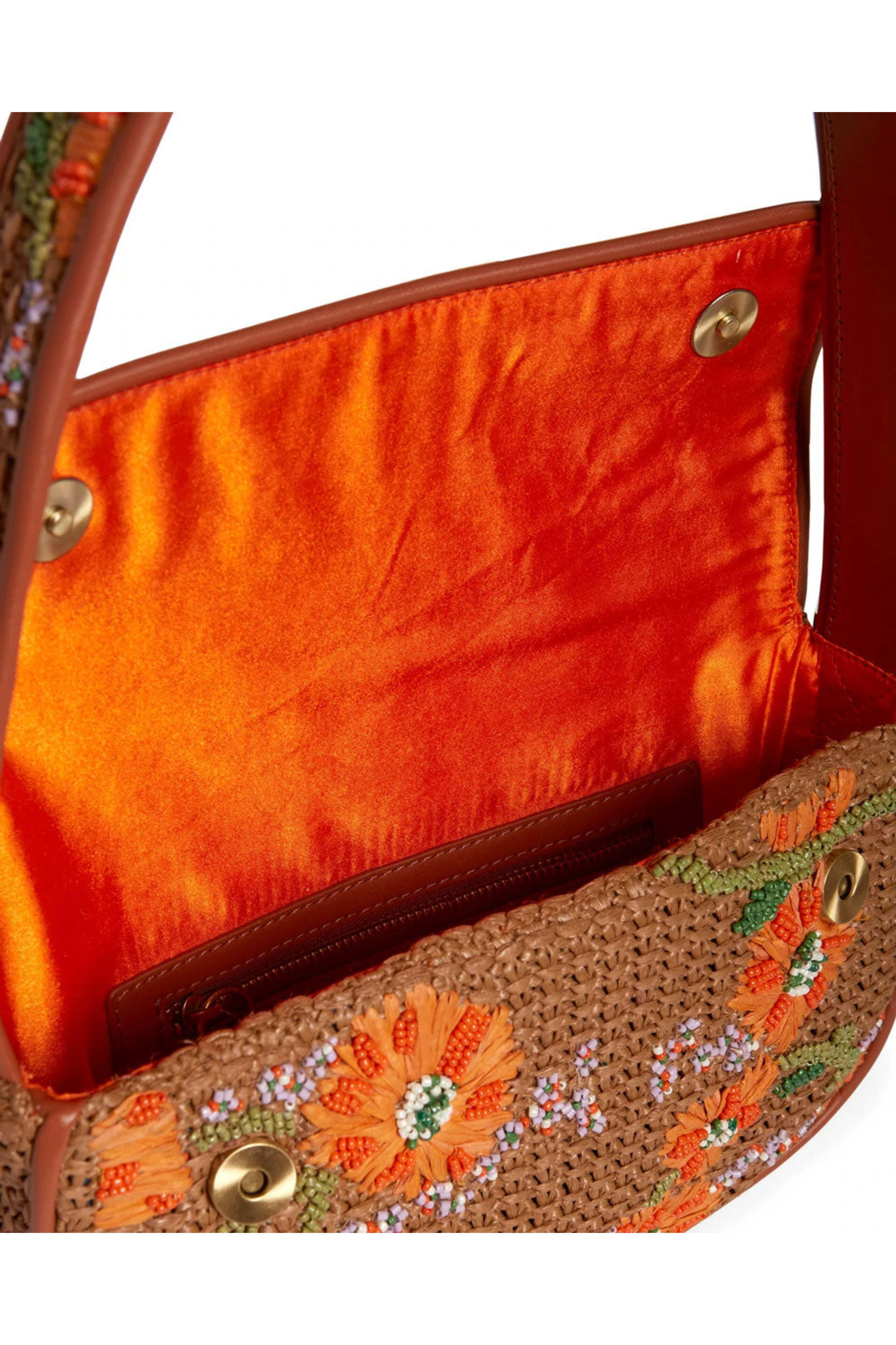 Staud - Tommy Raffia Beaded Bag in California Poppy