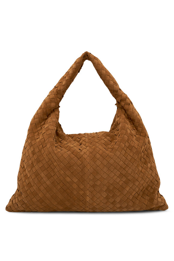 Bottega Veneta -  Large Hop Acorn Intrecciato Suede Hobo Bag 