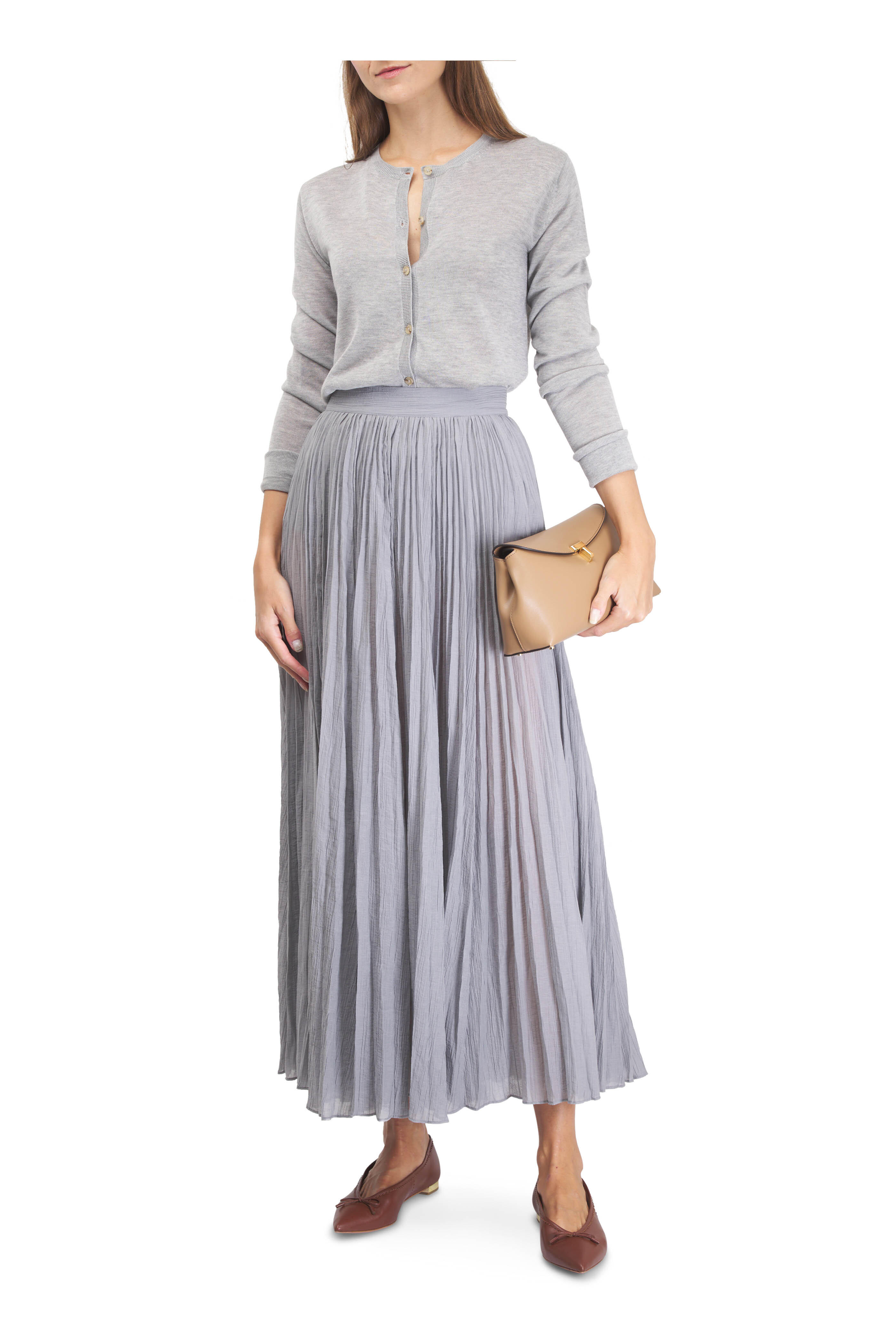 Totême - Gray Mélange Fine Knit Cardigan