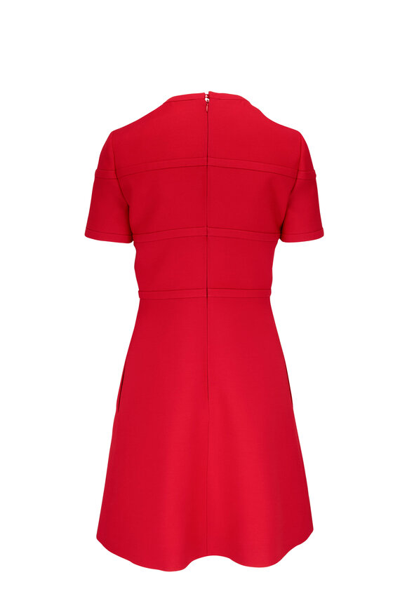 Valentino - Solid Red Crepe Couture Bow A-Line Mini Dress