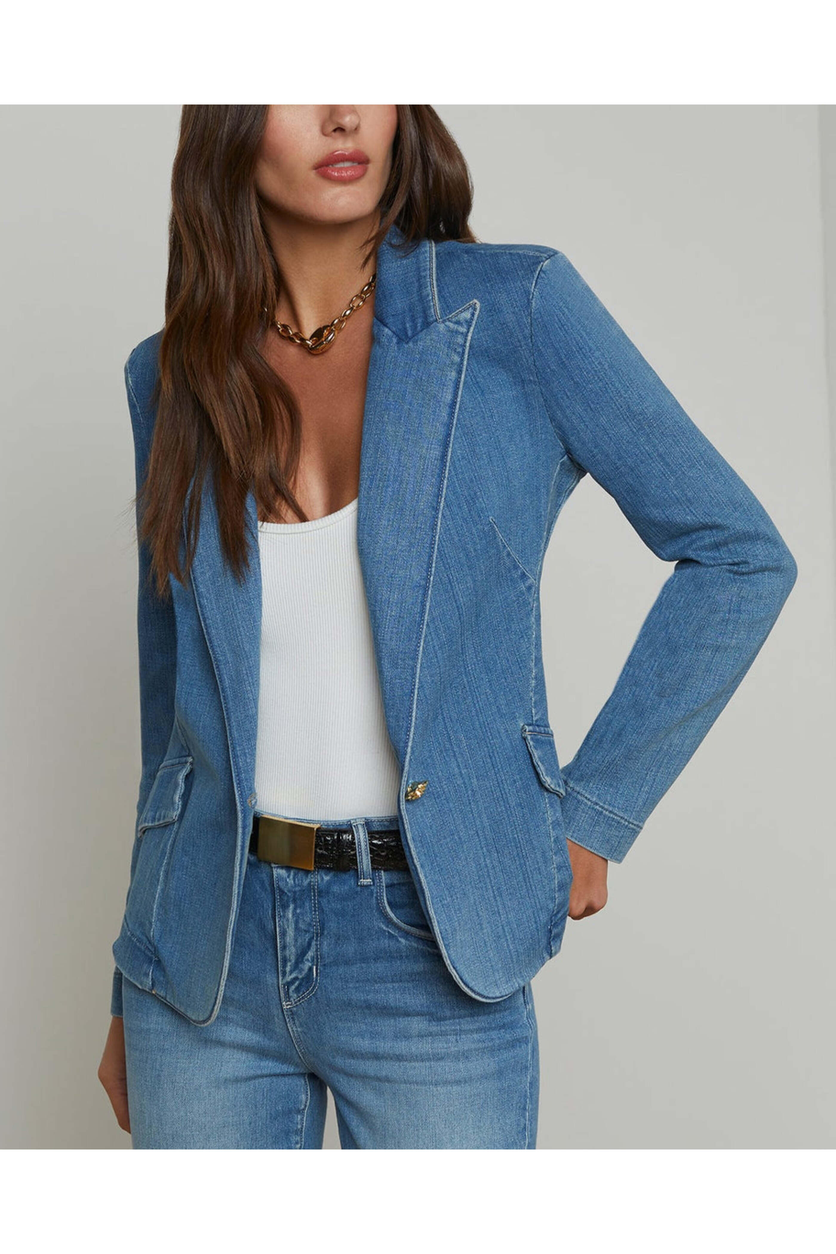 L'Agence - Baldwin Denim Blazer in Provo