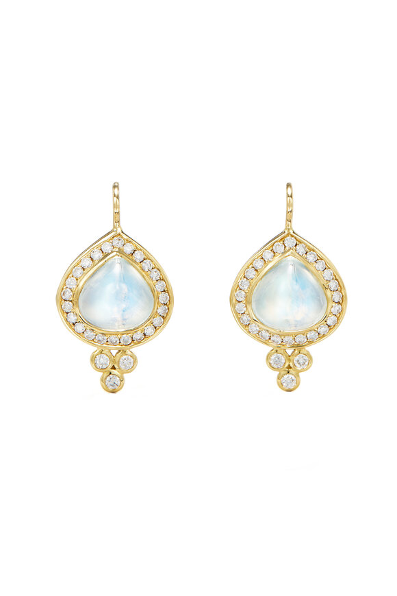 Temple St. Clair - 18K Yellow Gold Classic Blue Moonstone Earrings