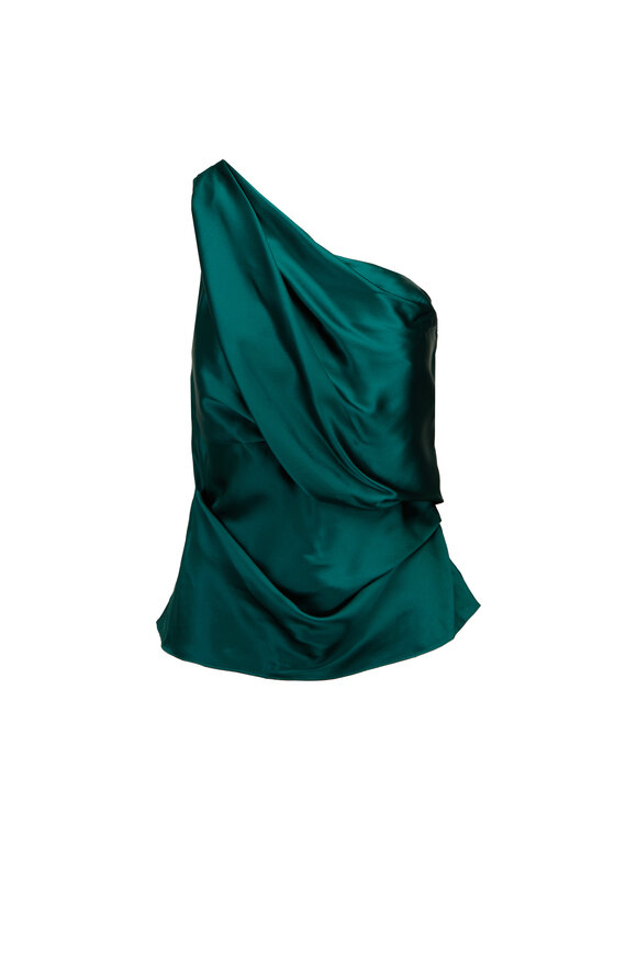 The Sei Draped Forest Green One Shoulder Top - view 1