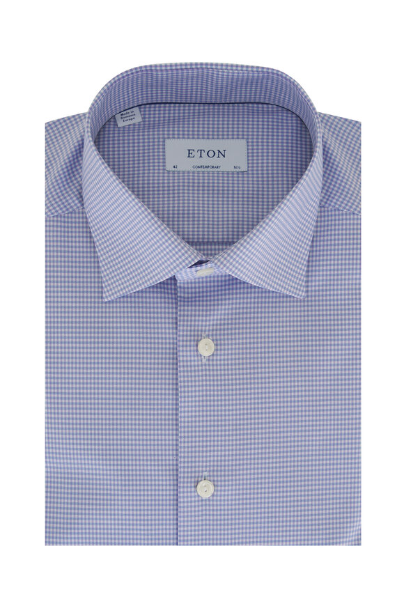 Eton Blue & Purple Check Dress Shirt 