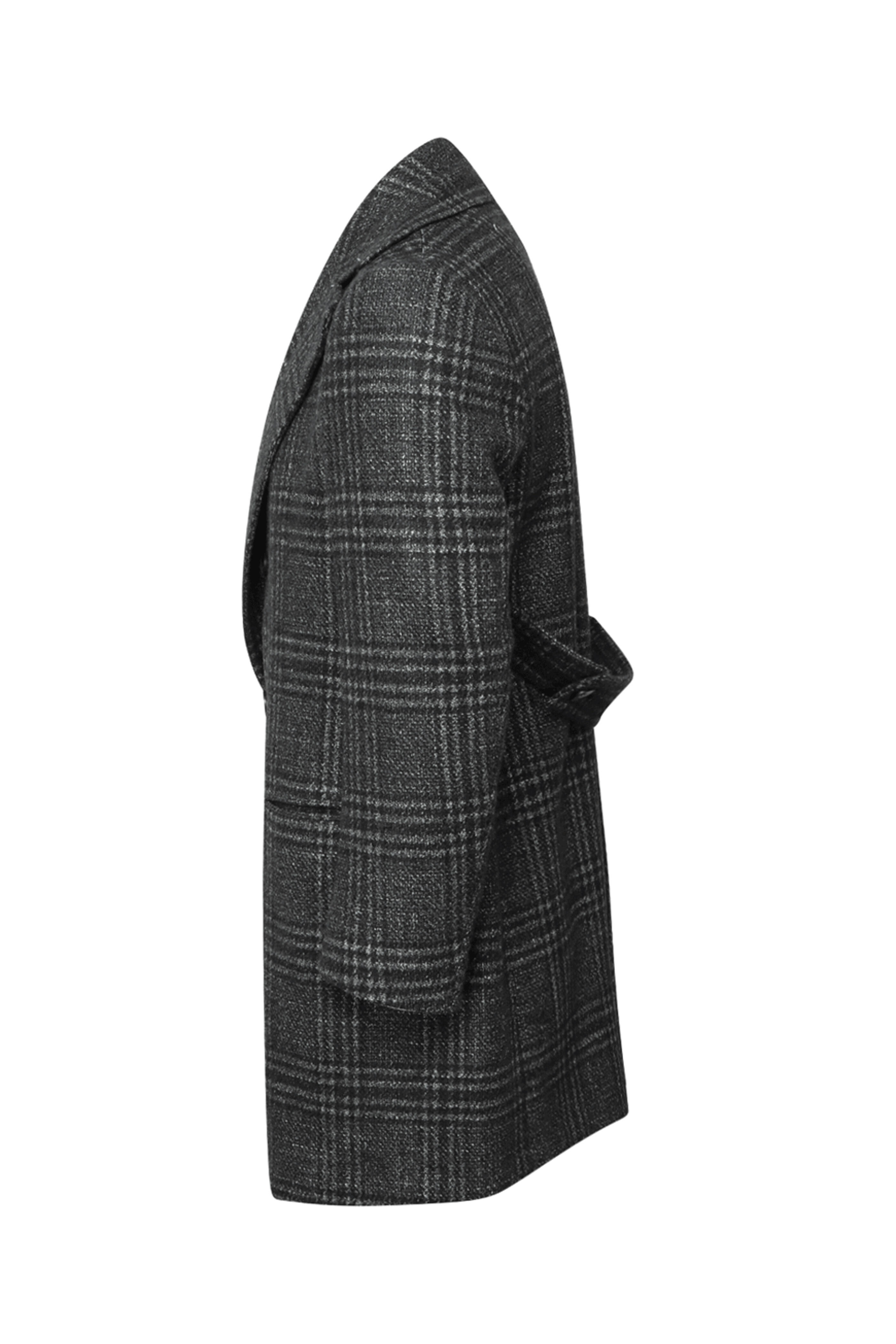 KNT - Dark Charcoal Glen Plaid Overcoat