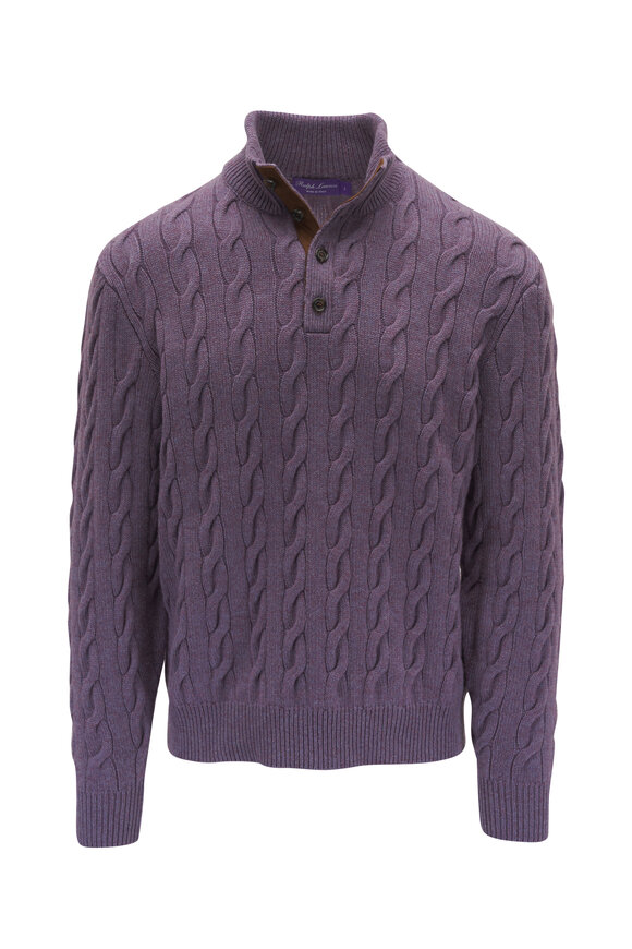 Ralph Lauren Purple Label Violet Cable Knit Cashmere Sweater