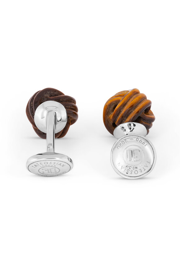 Tateossian - Hand-Carved Tiger's Eye Knot Cufflinks