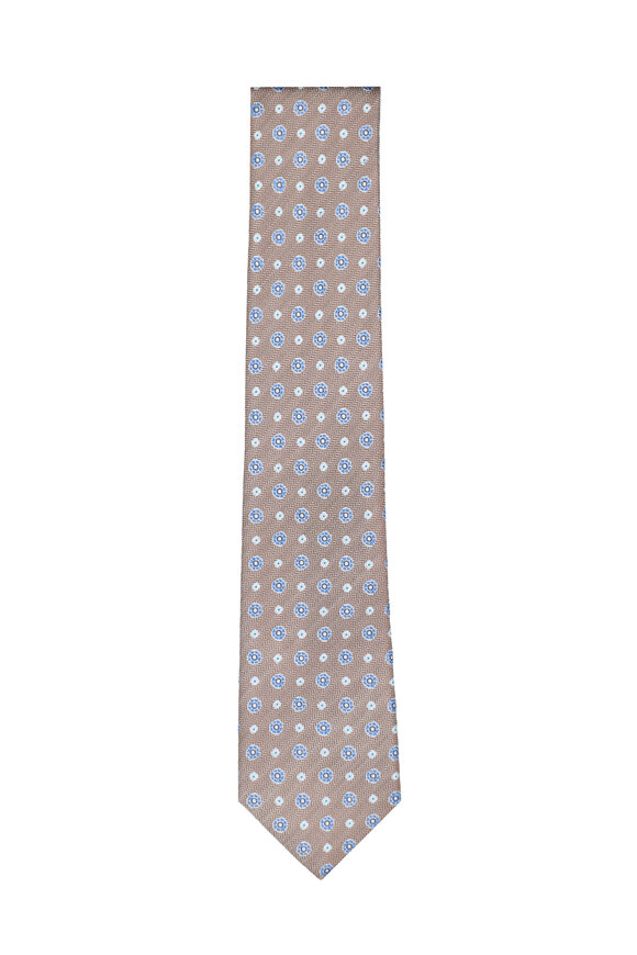 Geoff Nicholson Brown & Blue Silk Geometric Necktie - view 1